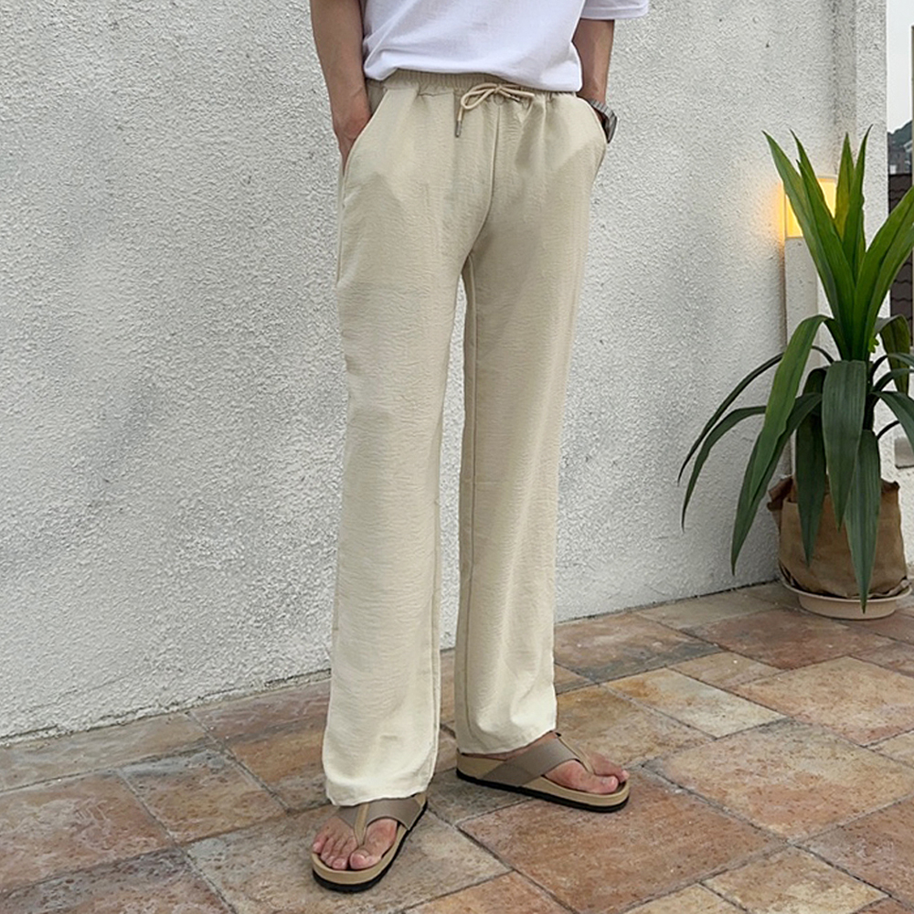 남자 여름 바지 커플 린넨 와이드 팬츠 남자냉장고바지