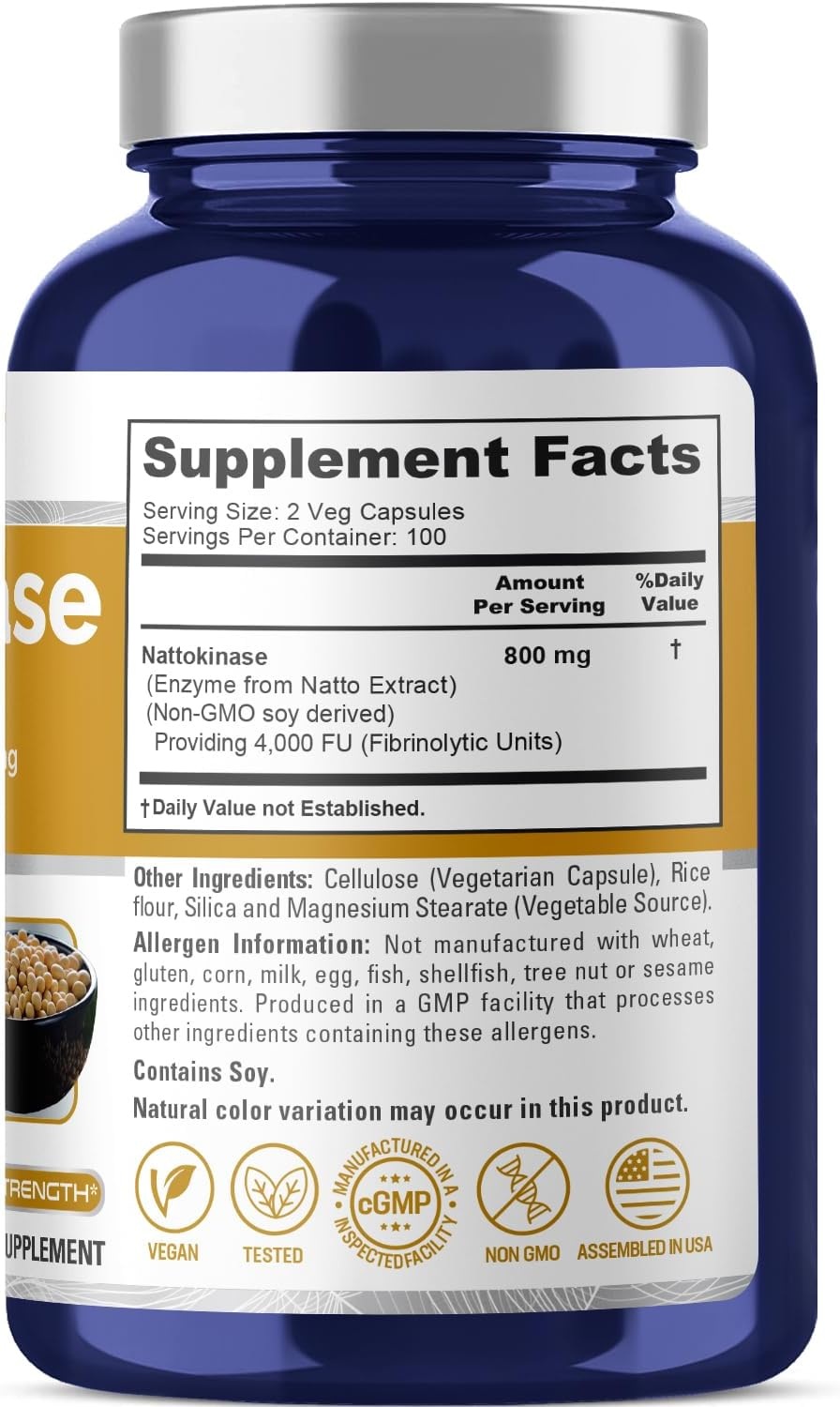 누사퓨어 나토키나제 4000 FU 800mg 200 식물성 캡슐 - 상세 이미지 2