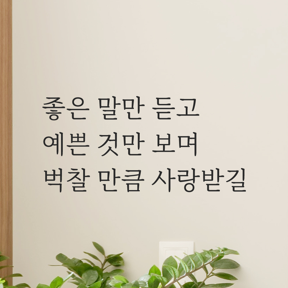좋은 말만 듣고 벅찰 만큼 사랑받길 예쁜 글씨 레터링 스티커 LM-058S 검정 이미지 8