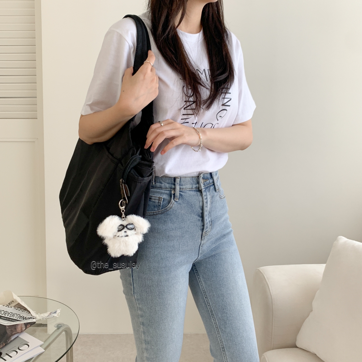 나일론쇼퍼백 보부상가방 휘뚜루마뚜루 여자운동가방 빅 나일론 숄더백 - 상세 이미지 5