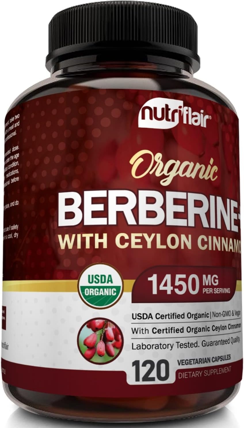 뉴트리플레어 오가닉 베르베린, 실론 계피 1450mg, 120캡슐 - 상세 이미지 4