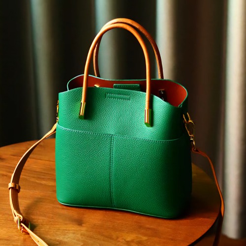 천연소가죽 투포켓 켄톤스 핸들 크로스백 겸용 토트백