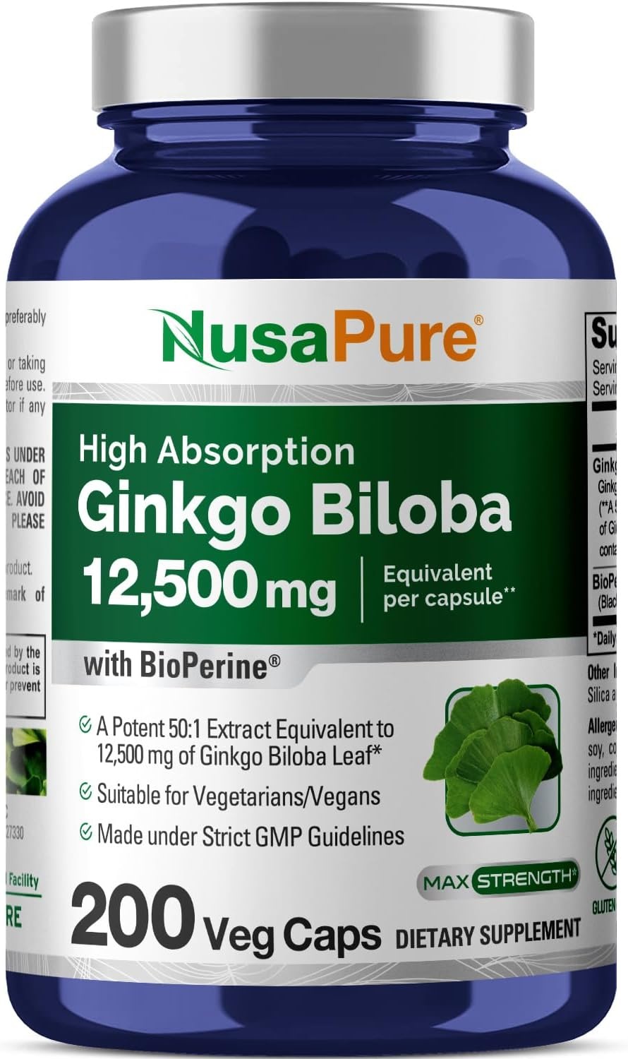 누사퓨어 은행나무 징코 빌로바 추출물 12500mg 200베지캡슐 - 상품 이미지