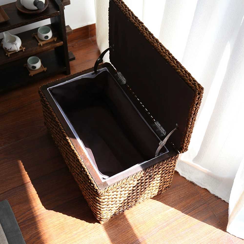수납형스툴 라탄스타일 정리상자 수납함 현관 스툴 50x30x30 - 상세 이미지 5