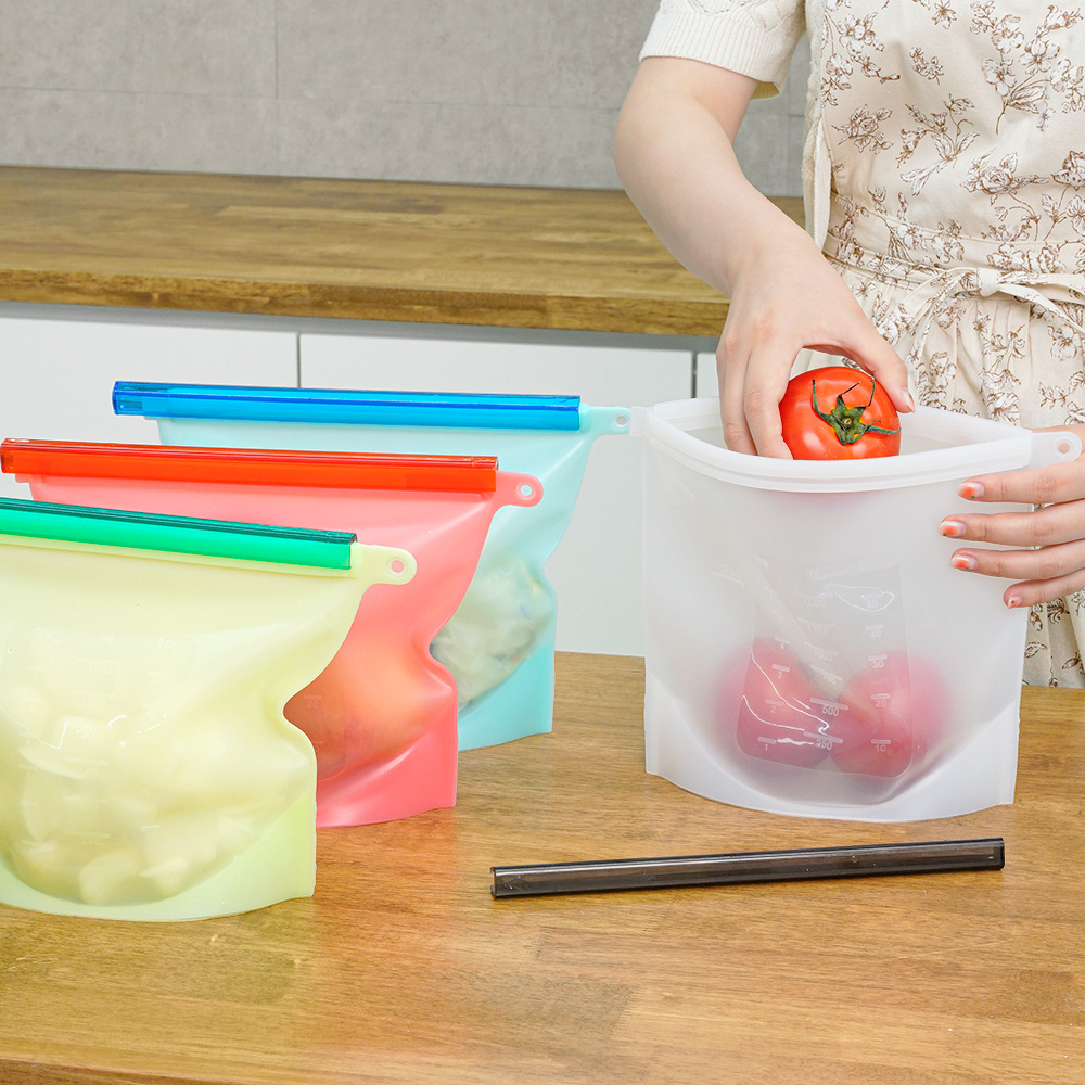 인블룸 다용도 실리콘지퍼백 반투명 파우치 지퍼팩 냉동 실리콘백 1500ml 화이트, 1매, 5개 - 상품 이미지