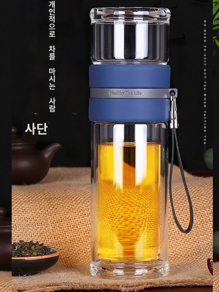 유리병 휴대용 내열유리 물병 차망 차물병 분리형 - 상품 이미지