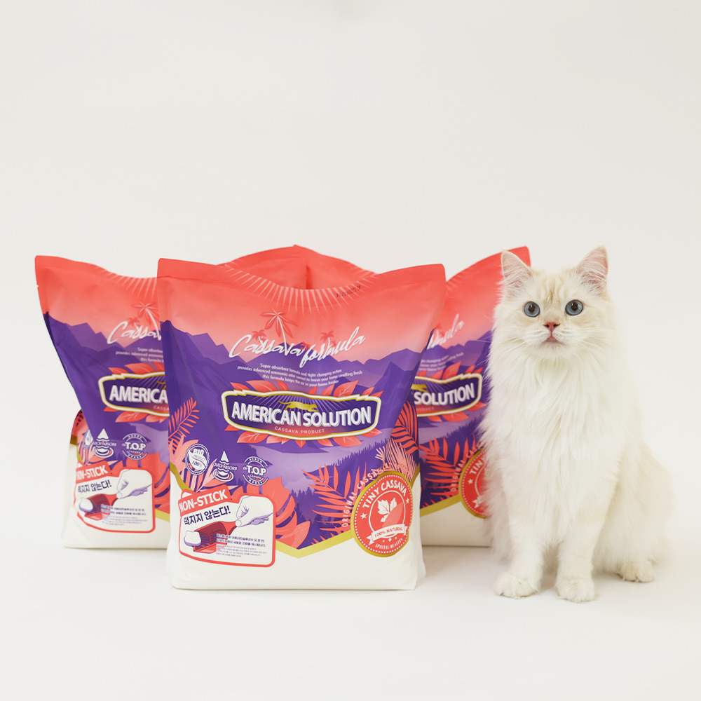 아메리칸솔루션 고양이 반려묘 화장실 모래 타이니 카사바 4.55kg x3개 (1box) - 상세 이미지 2