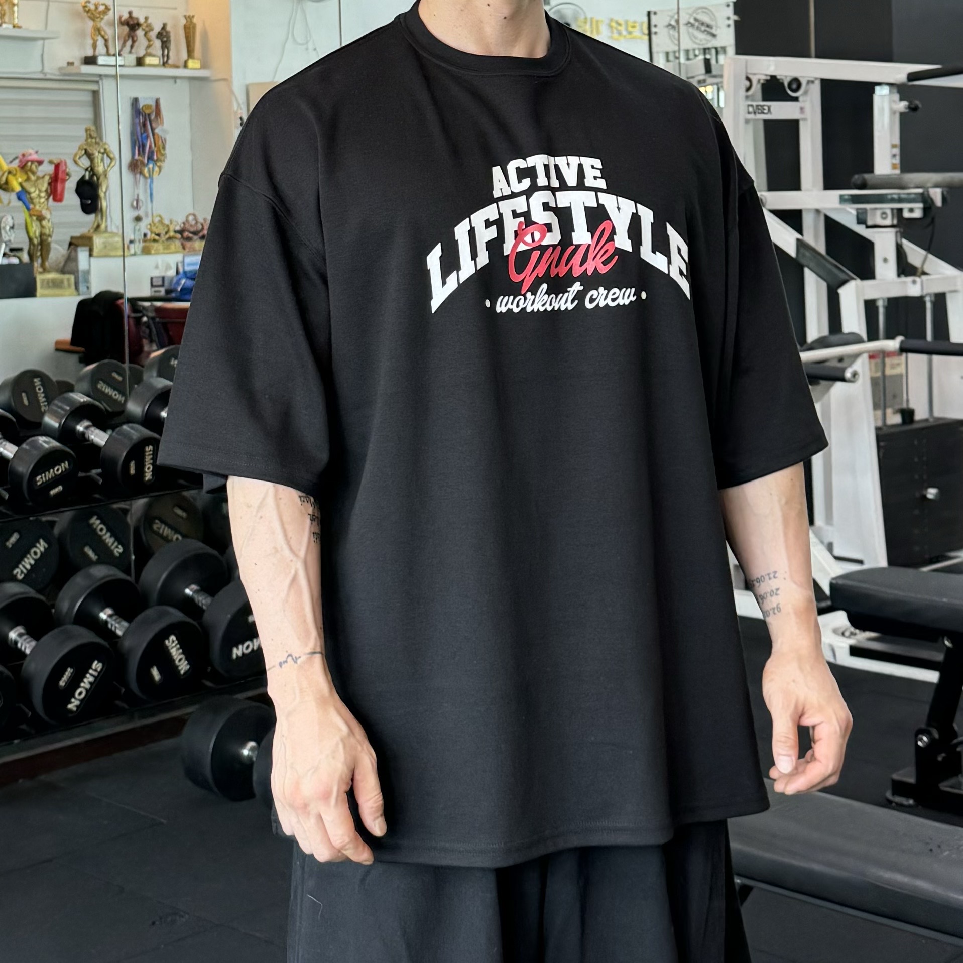 그누크 워크아웃크루 헬스오버핏반팔 짐웨어오버핏 크로스핏티셔츠 짐웨어반팔