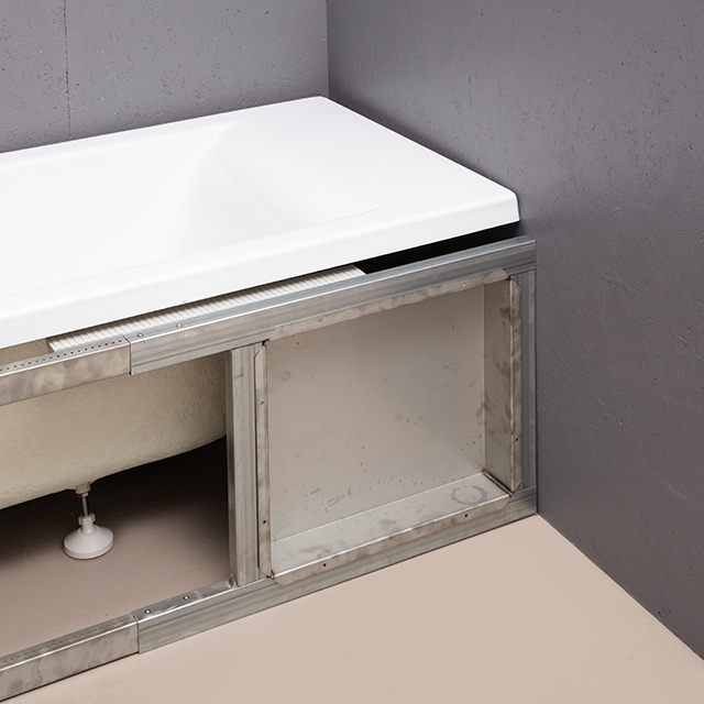 팝시스템 가변형 타일부착 욕조 에이프런 오픈 수납함 POP-TUBBOX02