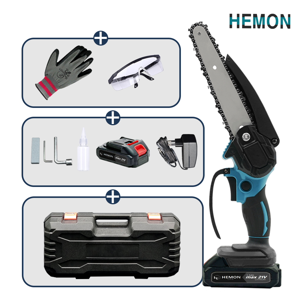 헤몬 무선 전기톱 20cm 충전식 체인톱 배터리 풀세트