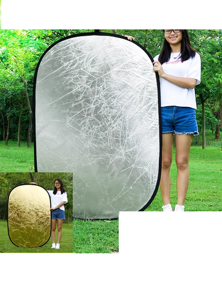 휴대용 접이식 반사판 스포트라이트 원형 확산판 플래시 60X90CM 투인원 반사경 - 상품 이미지