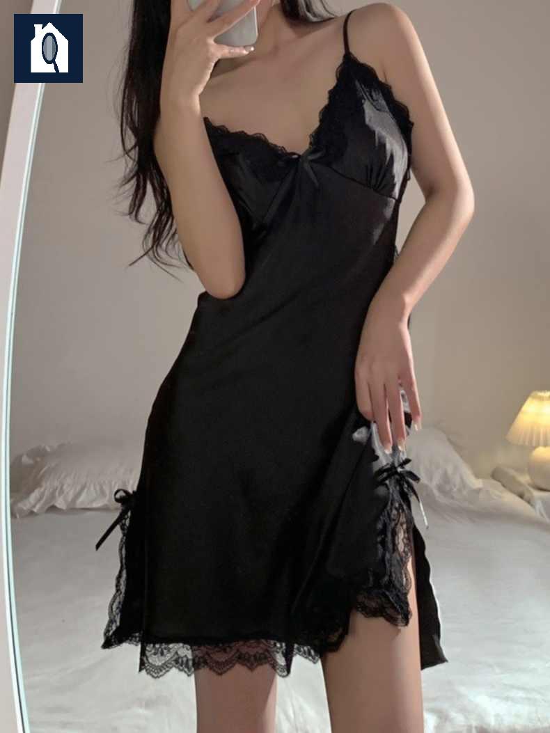브라캡 슬립 레이스 민소매잠옷 원피스 시원한 홈웨어 - 상세 이미지 4