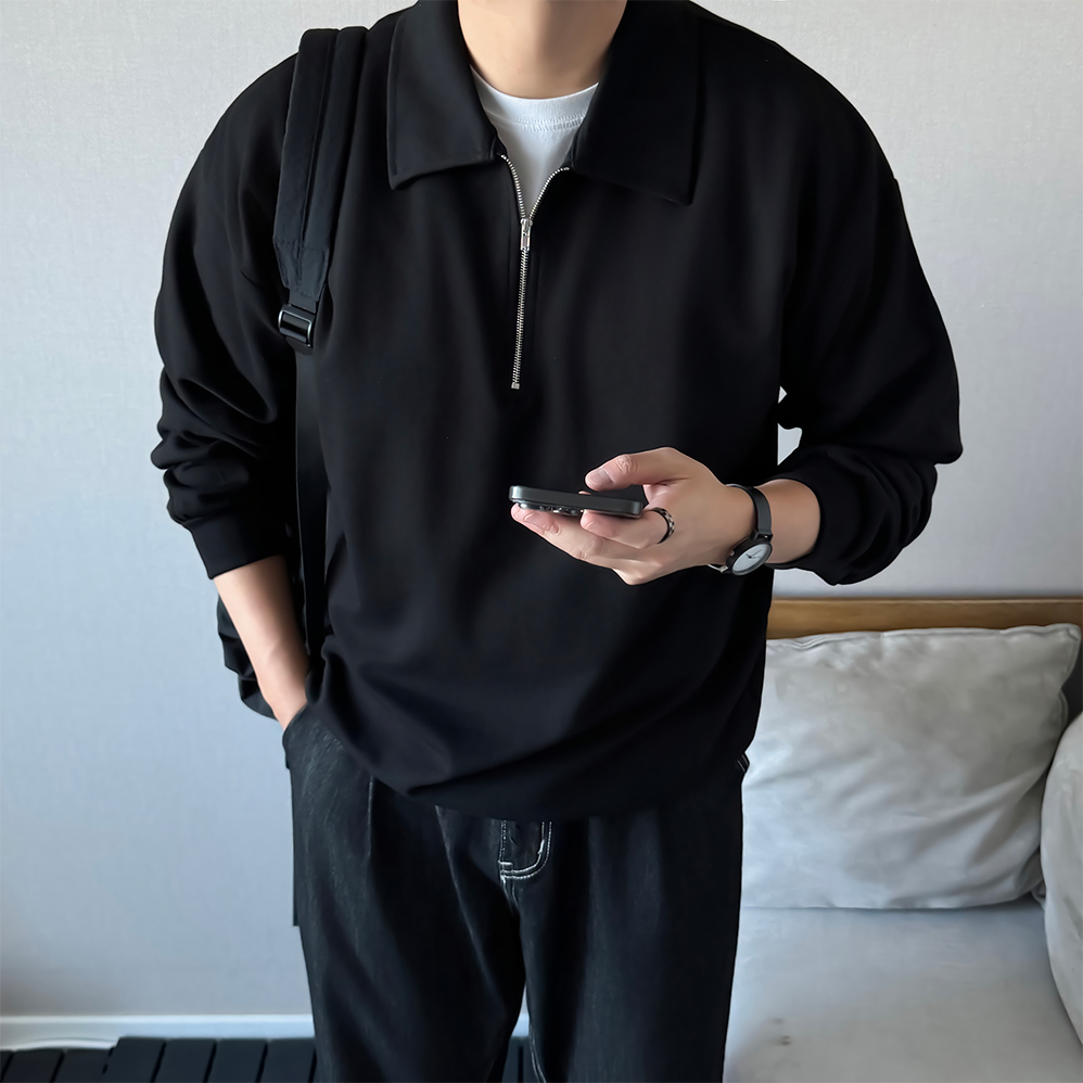 커플맨투맨 남자카라맨투맨 어깨넓어보이는옷 이미지 6