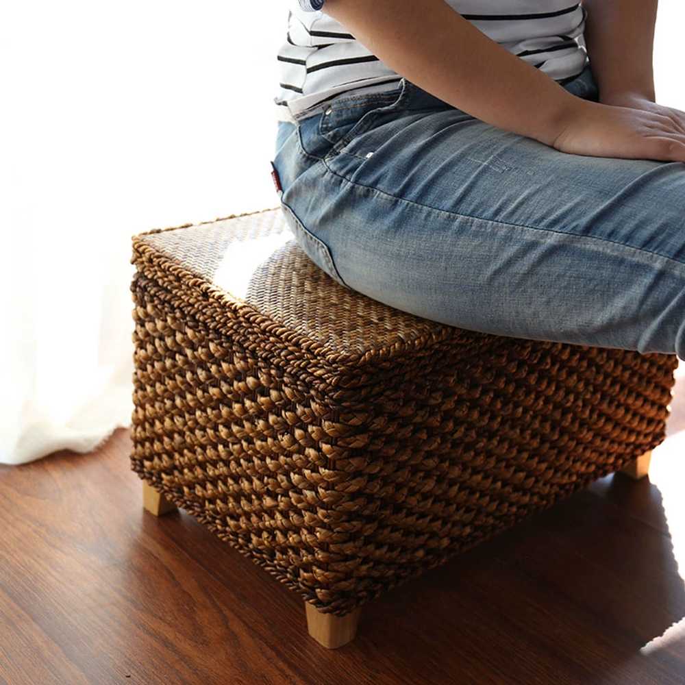 수납형스툴 라탄스타일 정리상자 수납함 현관 스툴 50x30x30 - 상세 이미지 3