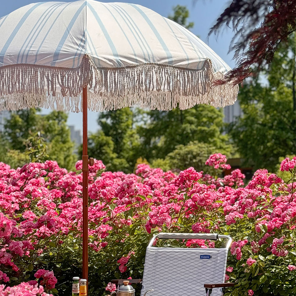 빈슨메시프 태슬 멀티 스트라이프 2M 꺾임 파라솔 낚시 비치 대형파라솔 그늘막 천막