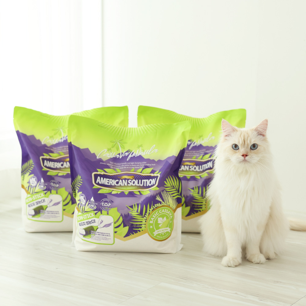 아메리칸솔루션 베이직 고양이 반려묘 화장실 모래 카사바 4.55kg x3개 (1box) - 상세 이미지 2