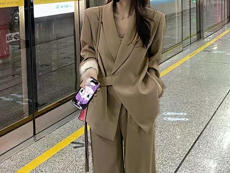 여친룩 세트 레이스업 여성 루즈 영국 스타일 버전 템퍼러먼트 전문 신상 블랙 팬츠 S - 상세 이미지 2