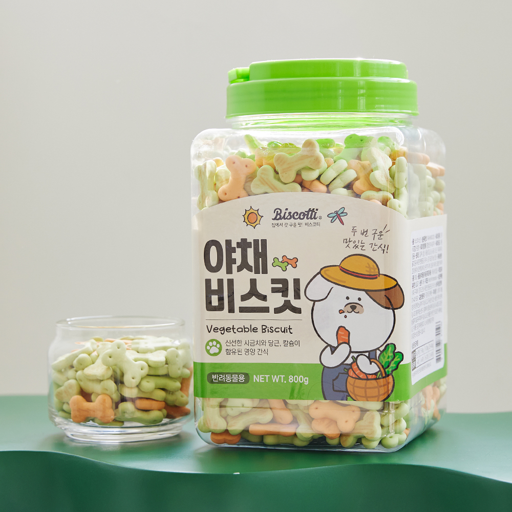 비스코티 강아지 쿠키 비스켓 뻥튀기 애견과자 야채+과일 800g 2개 - 상세 이미지 5