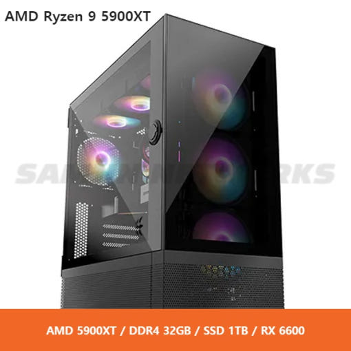 PCKOREA 라이젠 9 AMD 5900XT+RX6600 라라 게이밍 조립 컴퓨터 PC [AMD5900XT/DDR4 32GB/SSD1TB/RX6600]