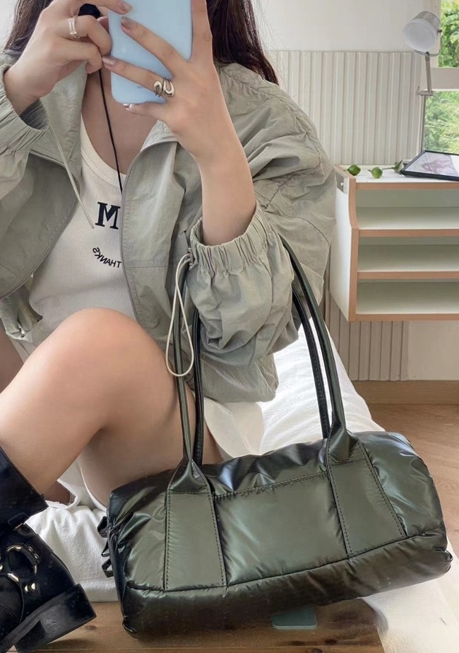 경량 스퀘어 패딩 나일론 탑핸들 토트 숄더백 여성 캐쥬얼가방 - 상세 이미지 3