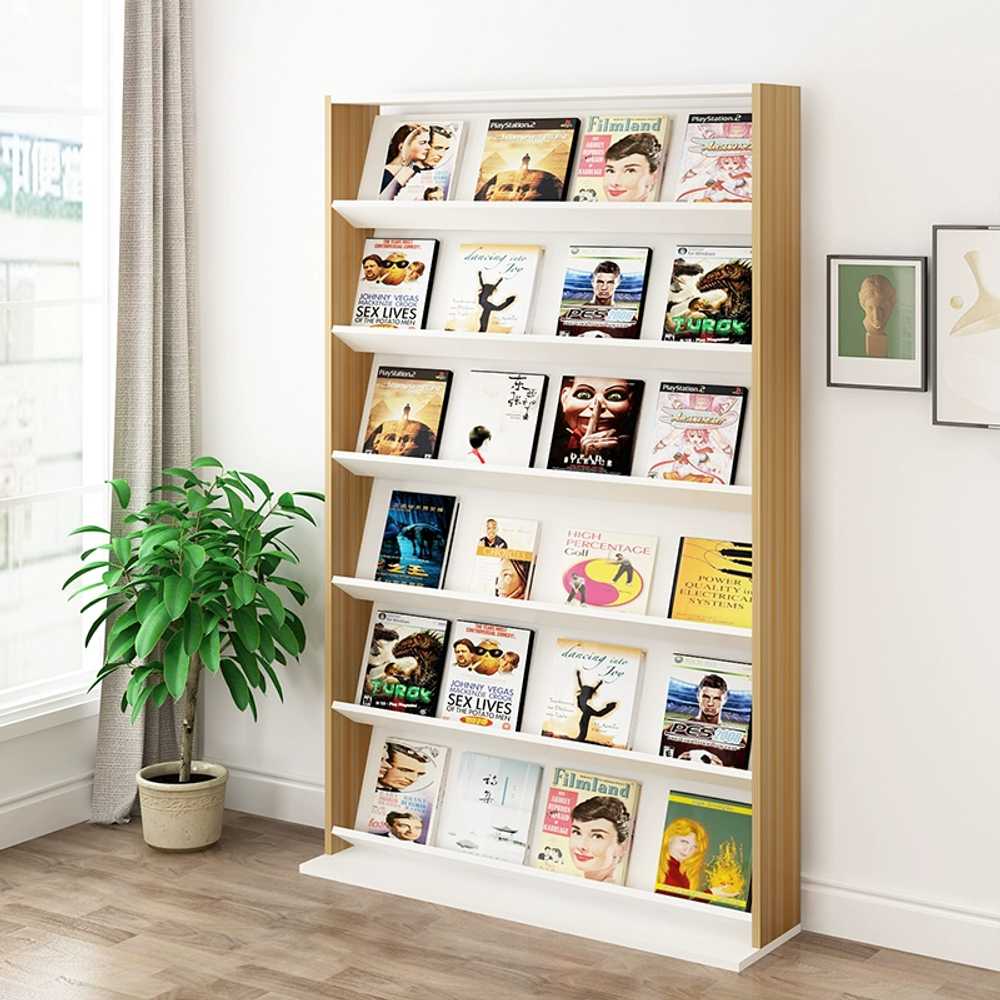 원목 잡지진열장 책 잡지 꽂이 수납 책장 매거진 랙 4단 80cm - 상세 이미지 3