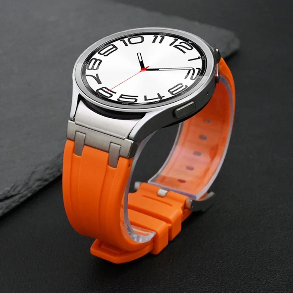 갤럭시워치 7 FE 스트랩 메탈 실리콘 곡선 밴드 실버 실버 삼성 Watch7 (40/44mm) - 상품 이미지