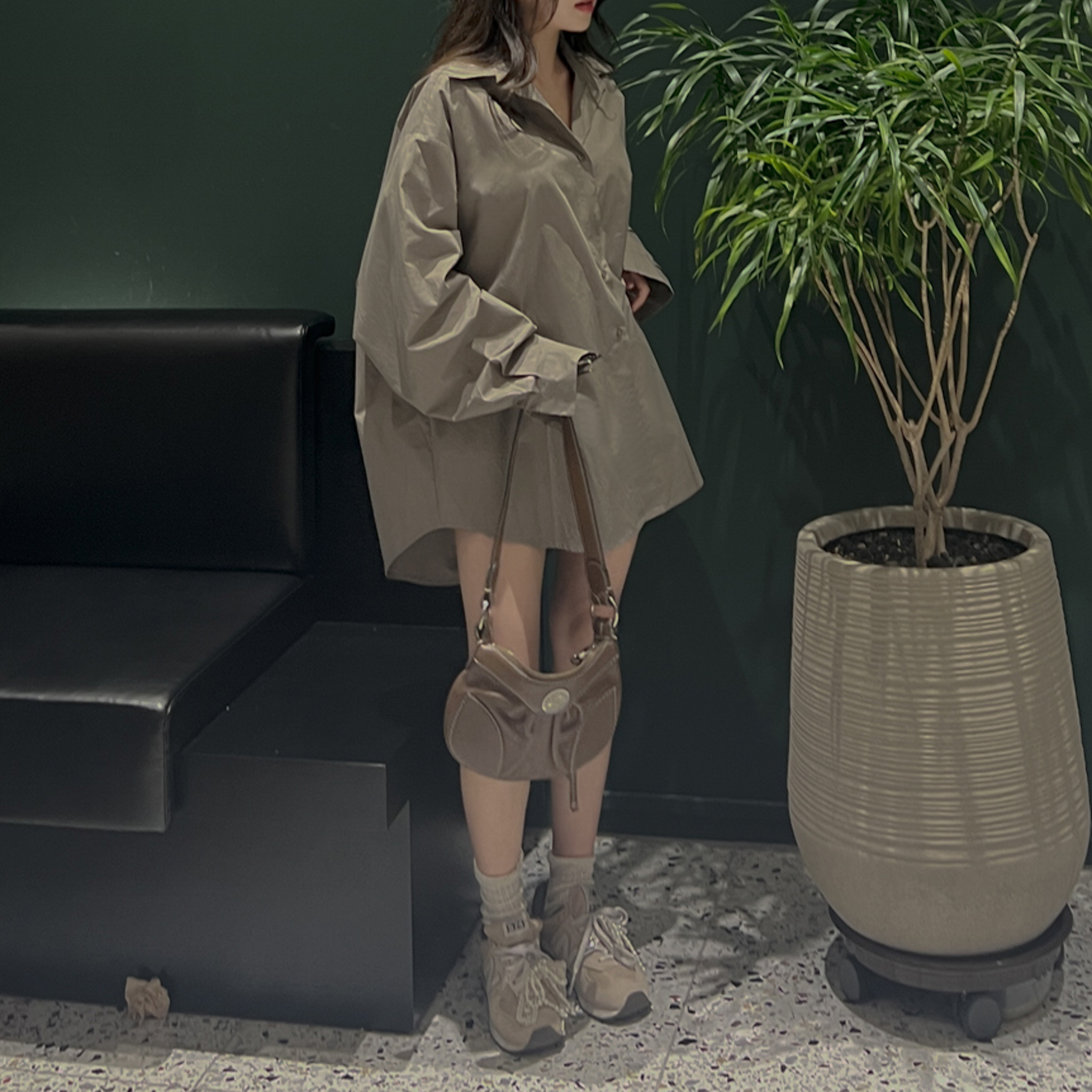셔츠형원피스 롱셔츠원피스 꾸안꾸원피스 - 메인 이미지