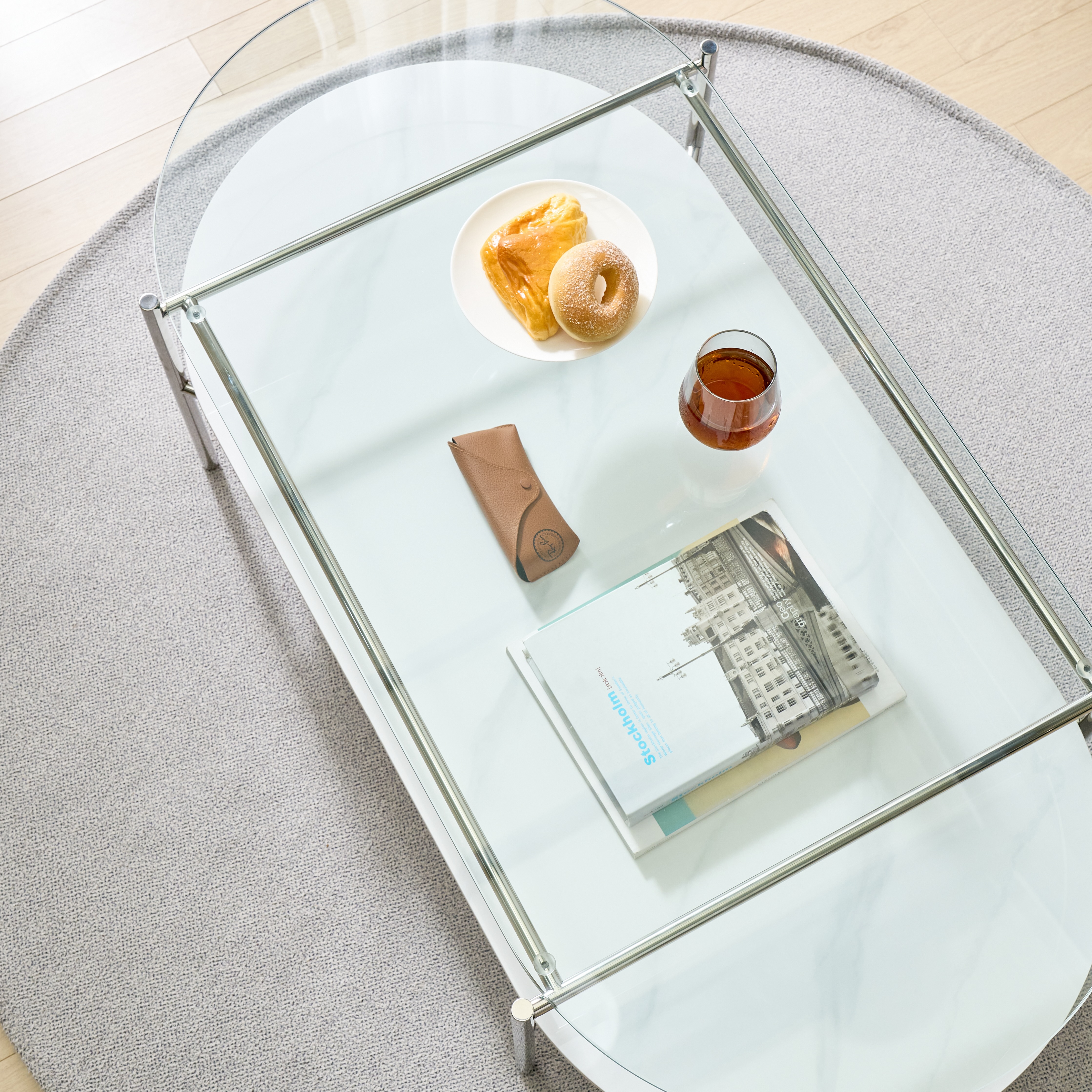 클로에 통 세라믹 거실테이블 유리 레이어드 2in1 쇼파테이블