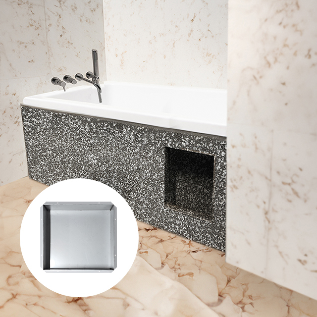 팝시스템 가변형 타일부착 욕조 에이프런 오픈 수납함 POP-TUBBOX02