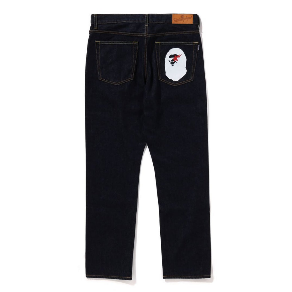 베이프 청바지 STA APE HEAD REGULAR FIT DENIM PANTS 1K22-150-001 - 상품 이미지