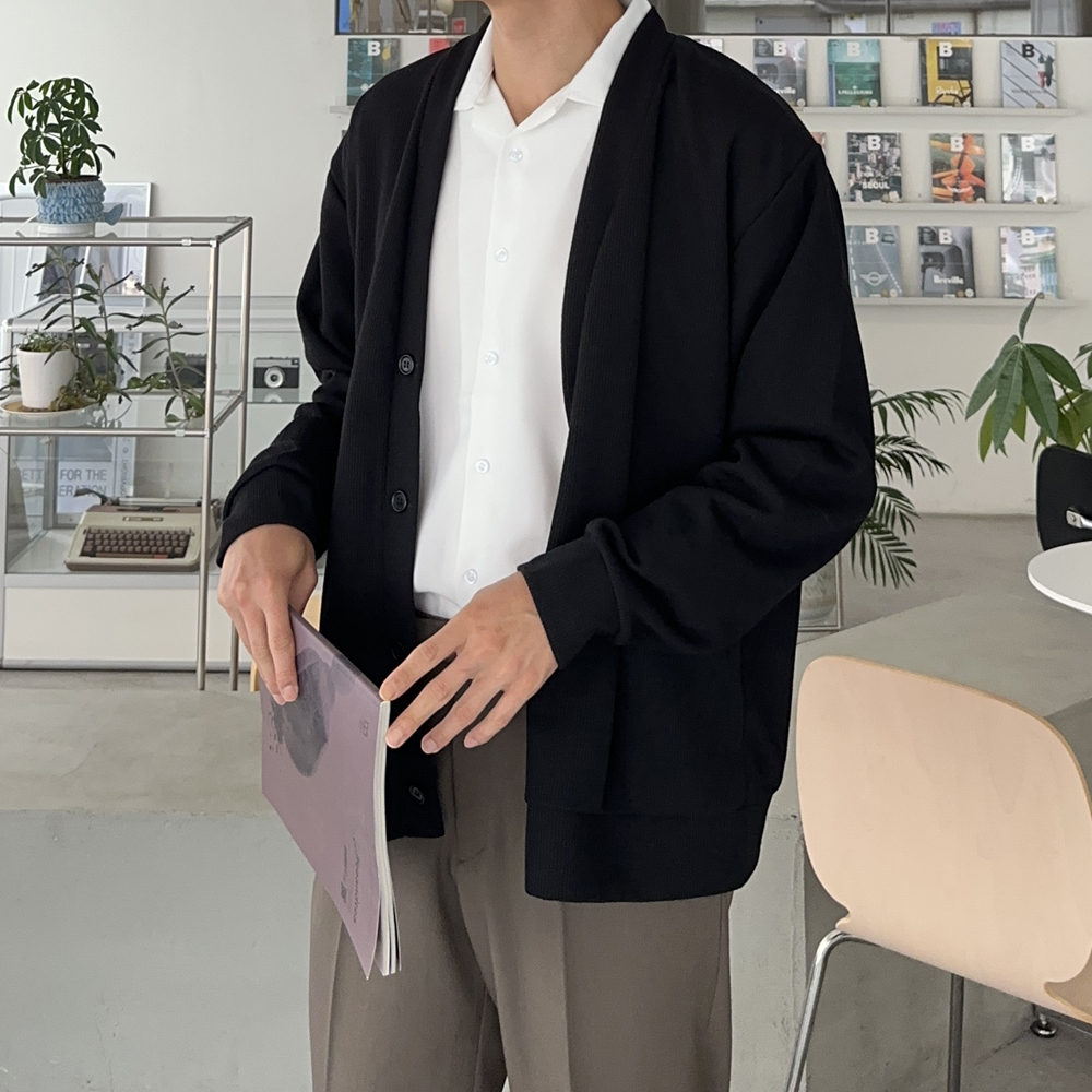 남자 가디건 구김없는 브이넥 빅사이즈 정장 니트 가디건