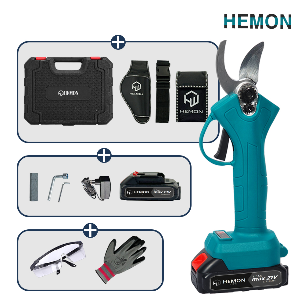 헤몬 전동 전지가위 전기 충전 가위 25mm 풀세트