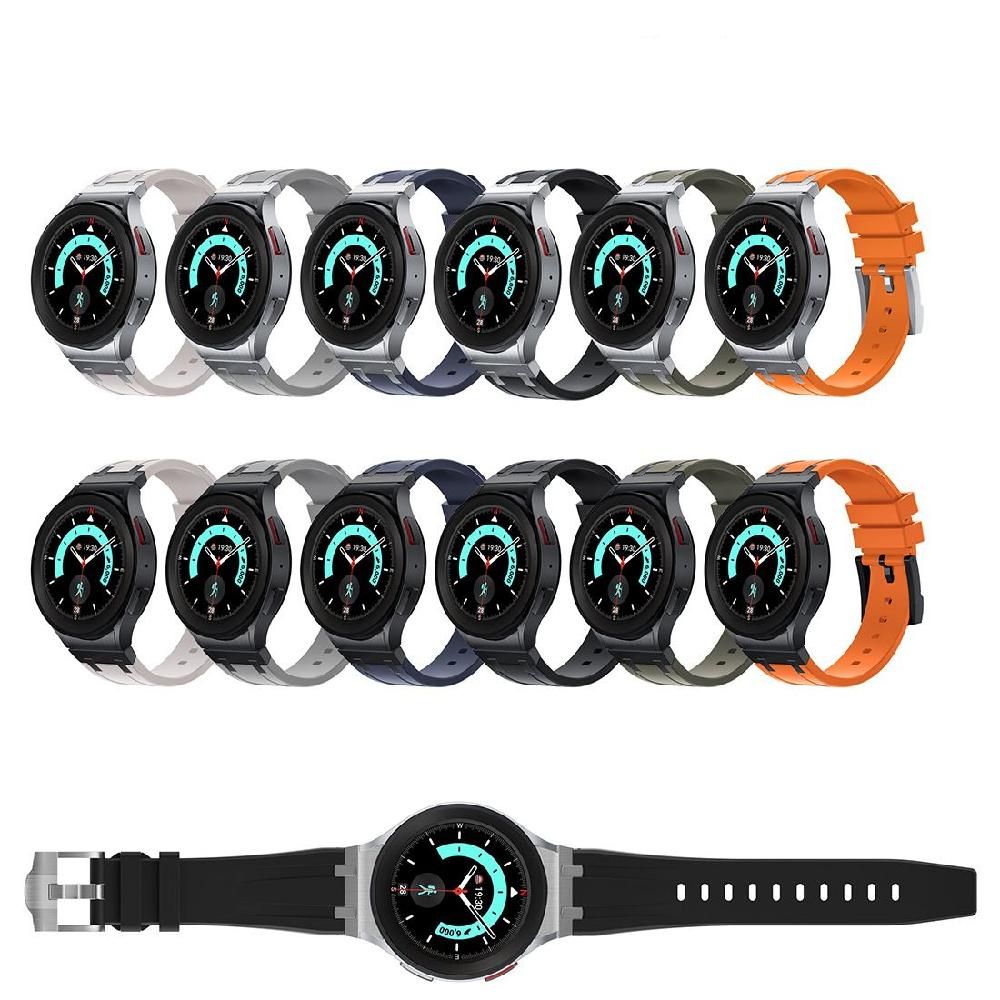갤럭시워치 7 FE 스트랩 메탈 실리콘 곡선 밴드 실버 실버 삼성 Watch7 (40/44mm) - 상세 이미지 4