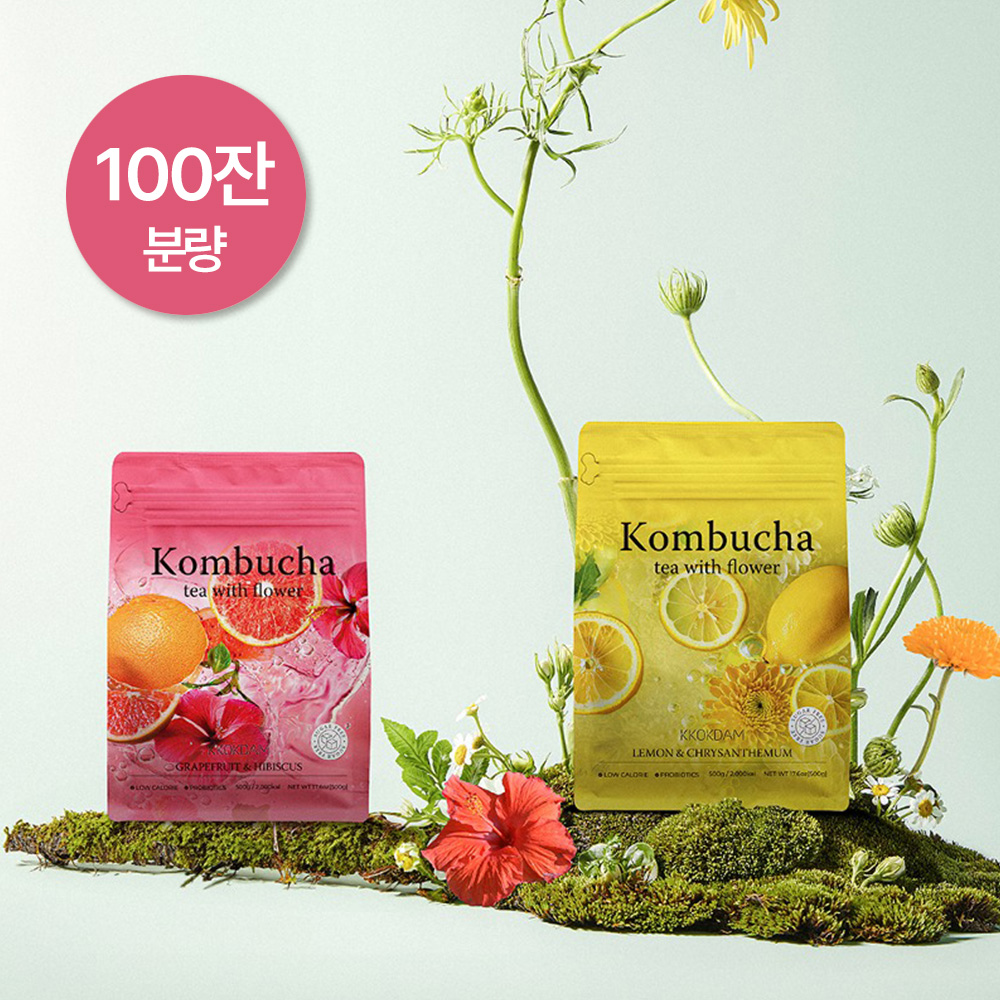 꽃을담다 플라워 콤부차 벌크파우치 500g 자몽히비스커스/레몬국화 탕비실용 100잔분량 - 상품 이미지