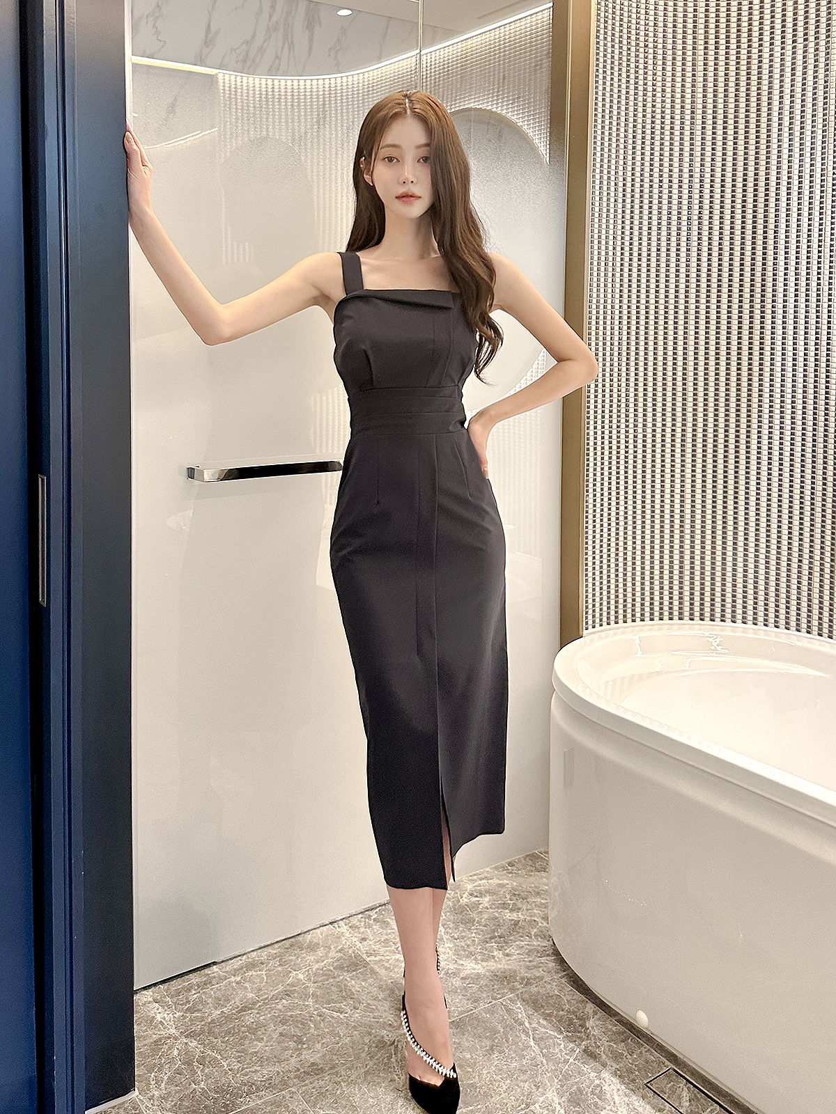 완벽핏 테일러 뷔스티에 슬림 나시 롱 원피스 이미지 6