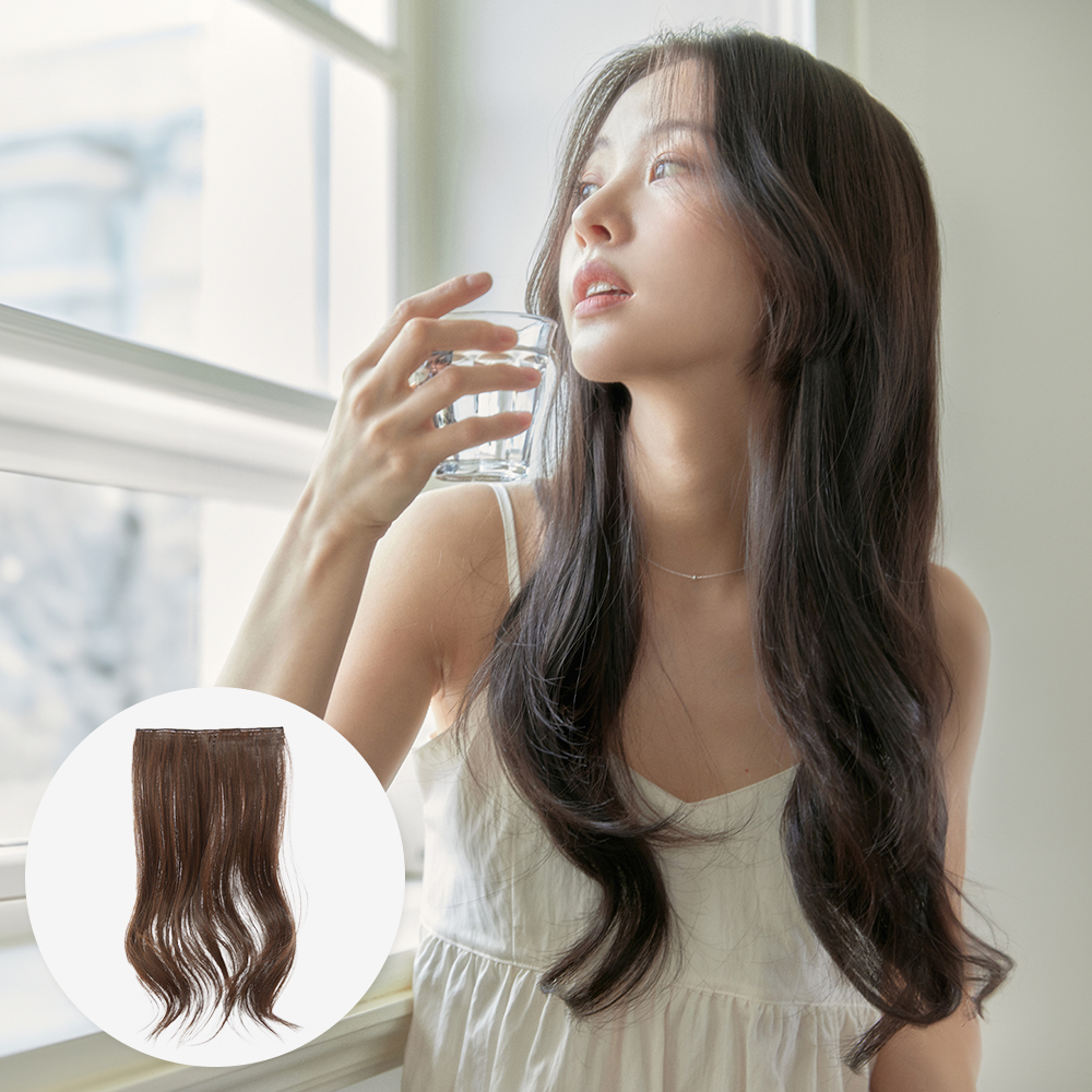 붙임머리 헤어피스 글램웨이브 3피스 똑딱이 부분 가발 긴머리 - 상품 이미지