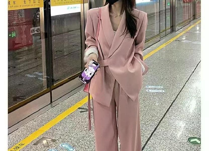 여친룩 세트 레이스업 여성 루즈 영국 스타일 버전 템퍼러먼트 전문 신상 블랙 팬츠 S - 상세 이미지 3