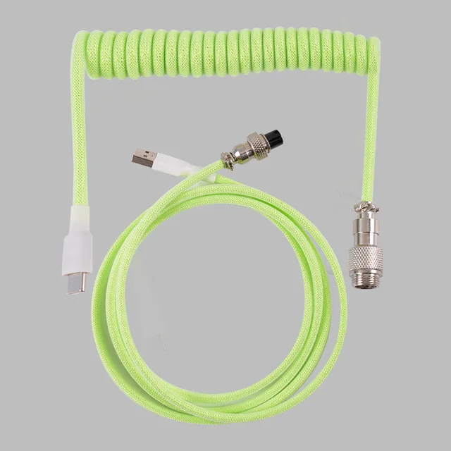 키보드 항공케이블 눈꽃케이블 키보드선 코일 C타입 USB 연결 그린 3.0m - 상품 이미지