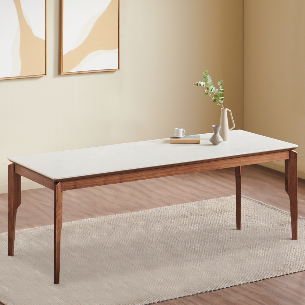 스코나 베데스 호두나무 월넛 원목 포세린 세라믹 8인 다이닝 식탁 테이블 2000