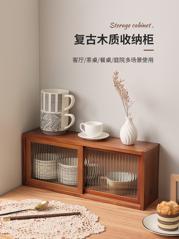 엔틱그릇장 수납장 카페장 찬장 주방 빈티지 수납 장식장 원목 미니찬장 접시장 - 상세 이미지 5