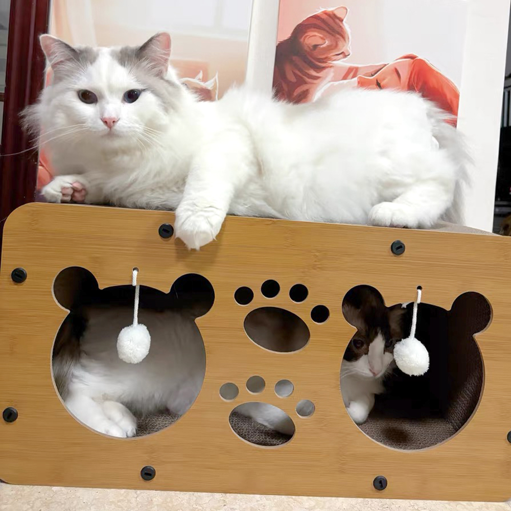 개과천선 어몽드 니쿠마 고양이 스크래쳐 원목 하우스 발톱 관리 터칭볼 숨숨집 - 상세 이미지 4
