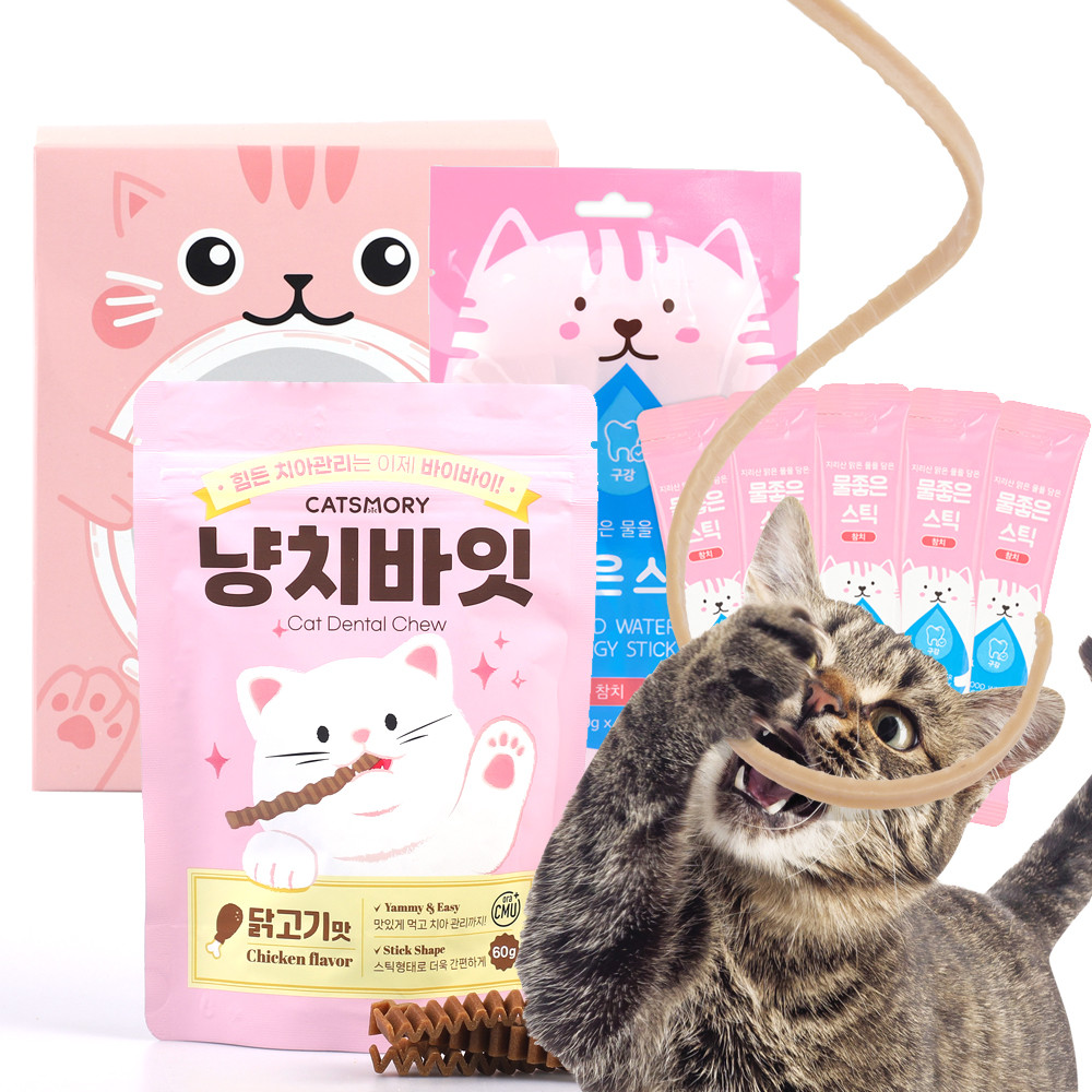 캣츠모리 덴탈세트 와이어츄 냥치바잇 물좋은스틱 - 상품 이미지