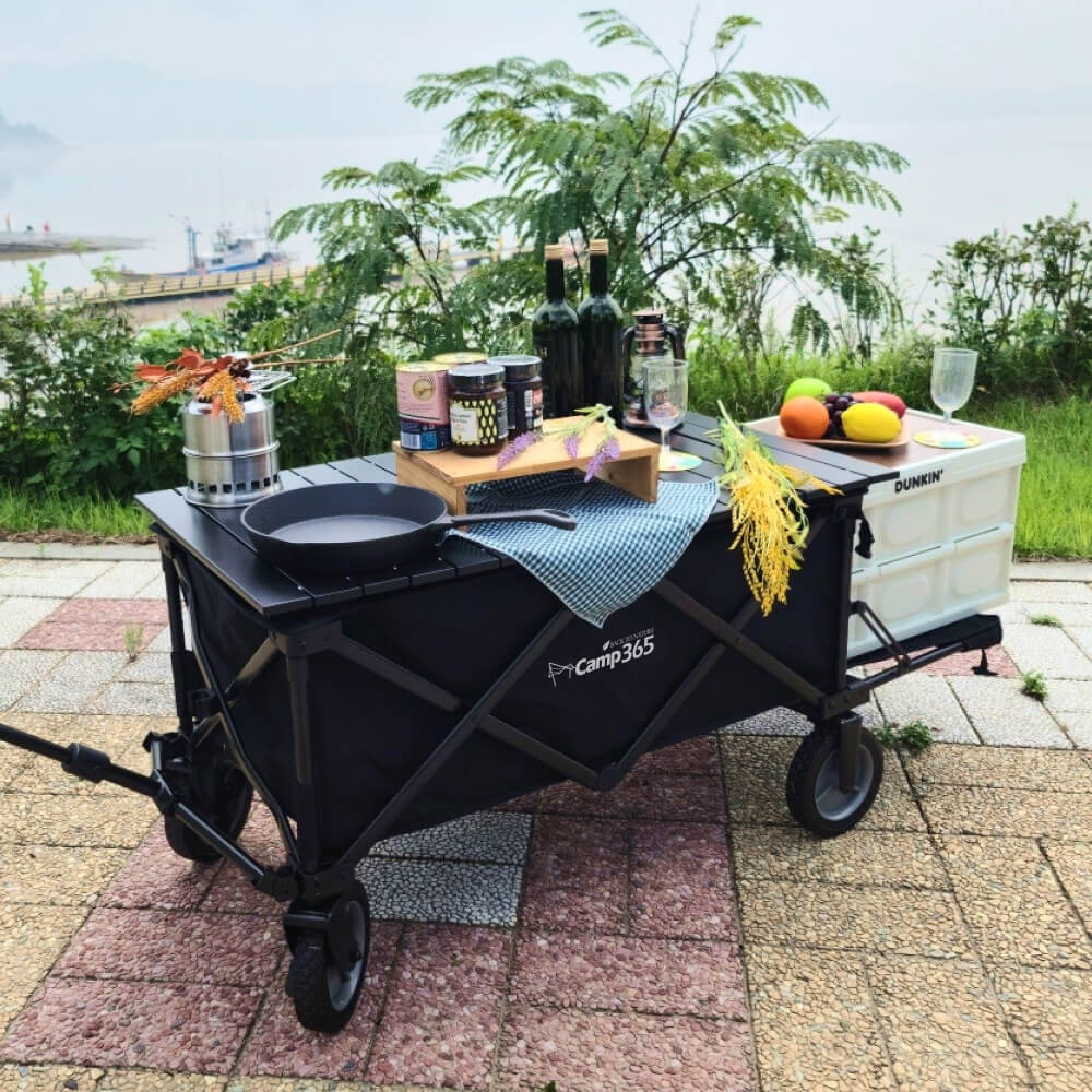 파파웨건 스포츠 베이지 내하중 120kg 캐리어 뒷문 확장형 캠핑웨건 캠핑카트 초캠입문용