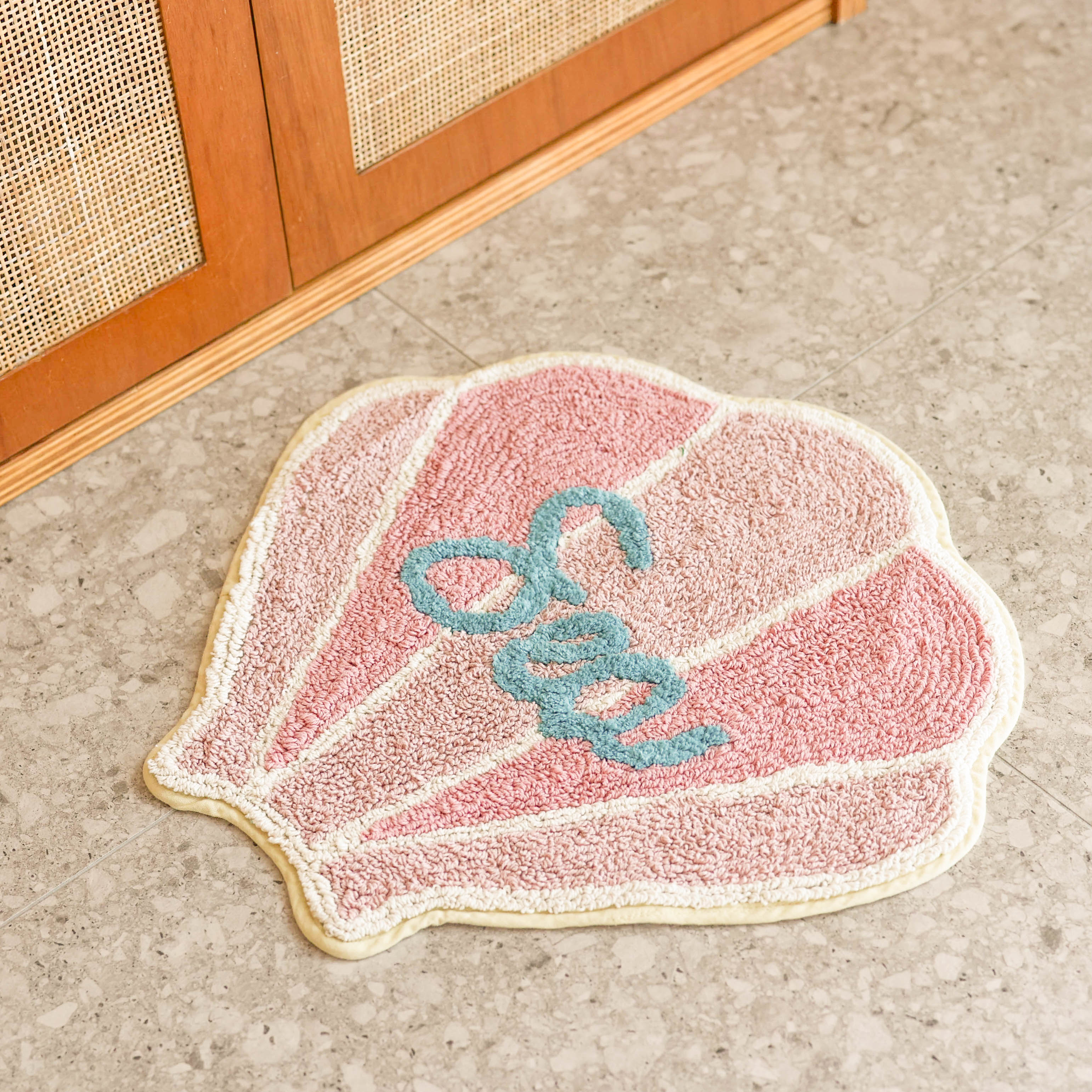 러블리 베이비 핑크 쉘 순면 욕실 발매트