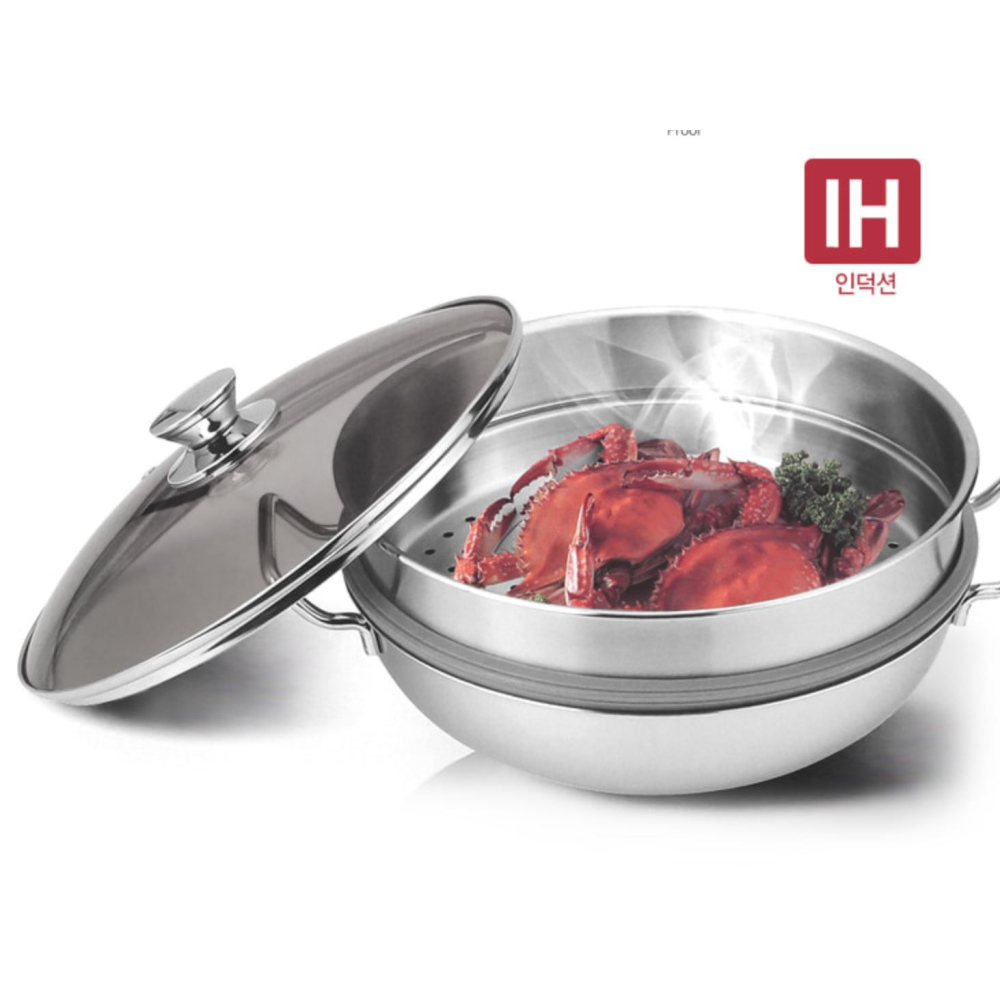 스텐 IH인덕션 찜냄비 대형 찜솥 대용량 찜통 호빵 수육 만두 생선 대게 떡 야채 채소