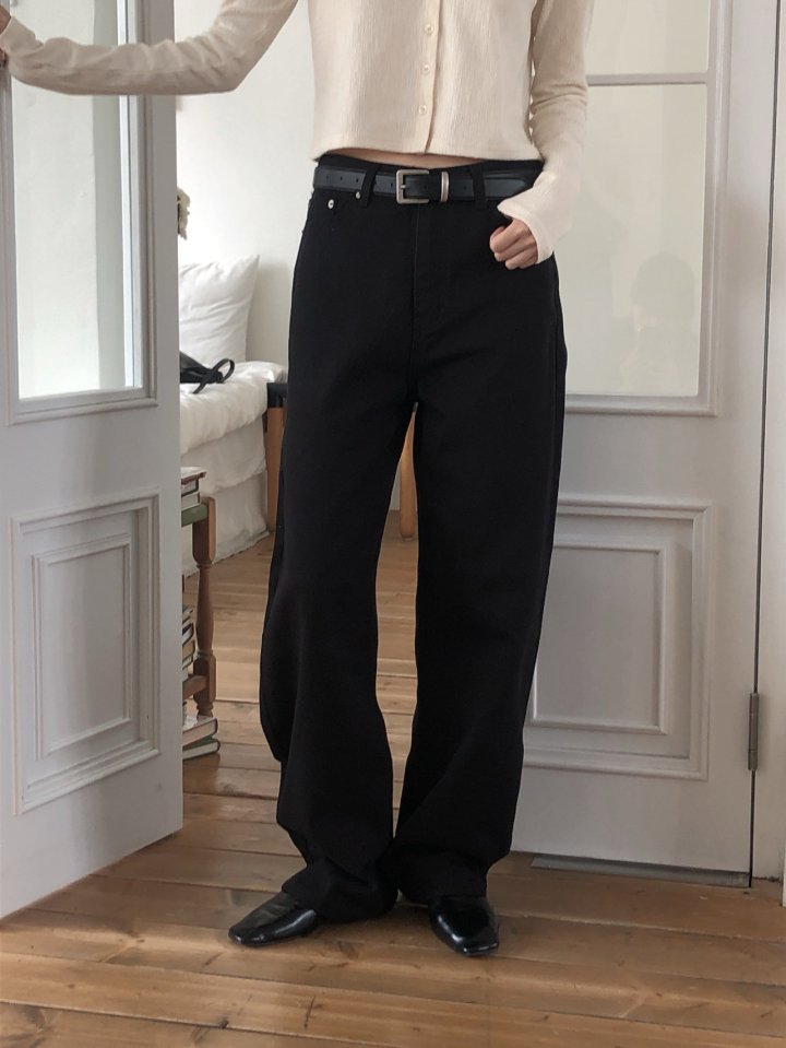 르버터 클래식 뮤 데님 블랙 화이트 통일자 코튼 여성 스트레이트 와이드 팬츠(86058) 상세 이미지 28