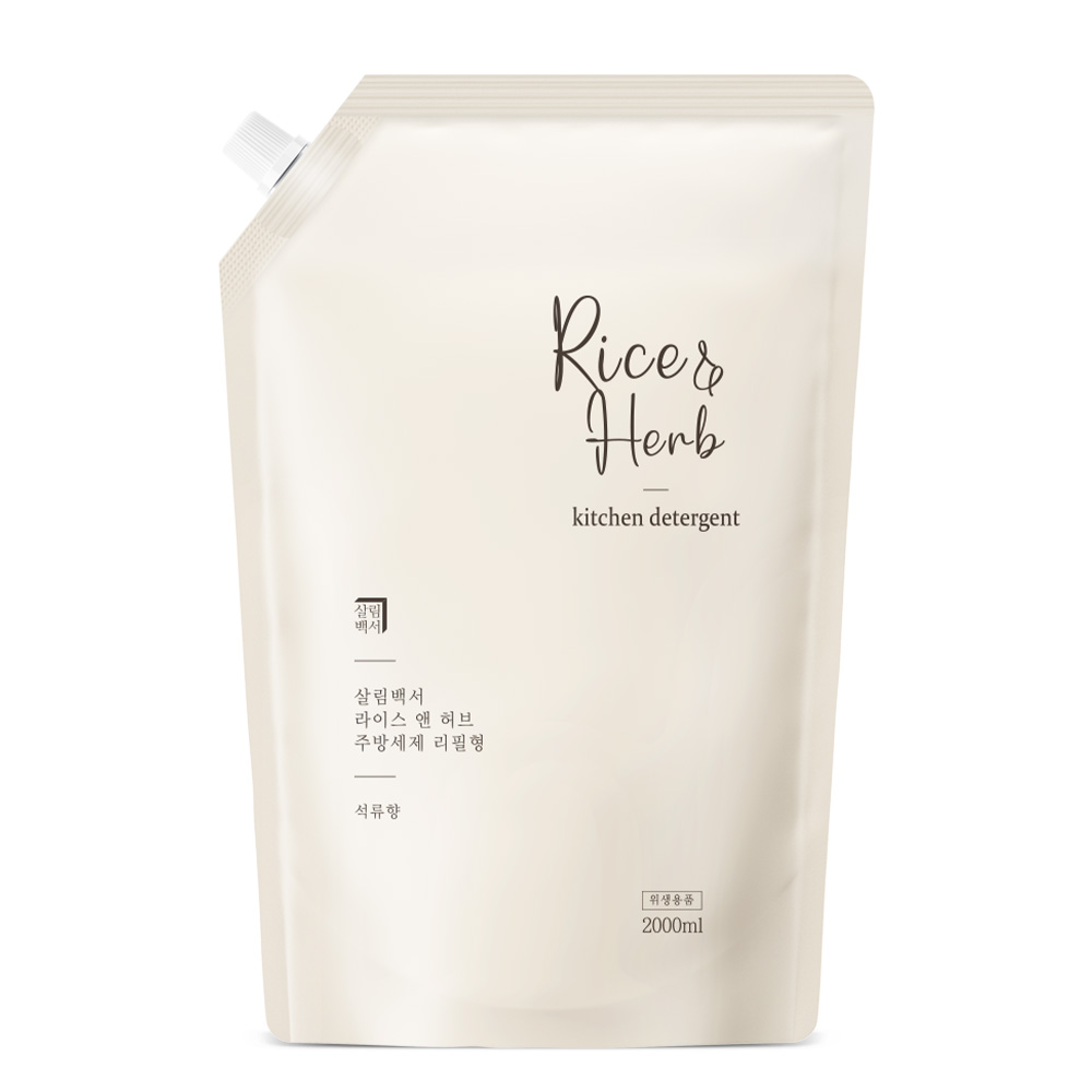 살림백서 라이스 앤 허브 주방세제 리필 석류향 2L, 1개