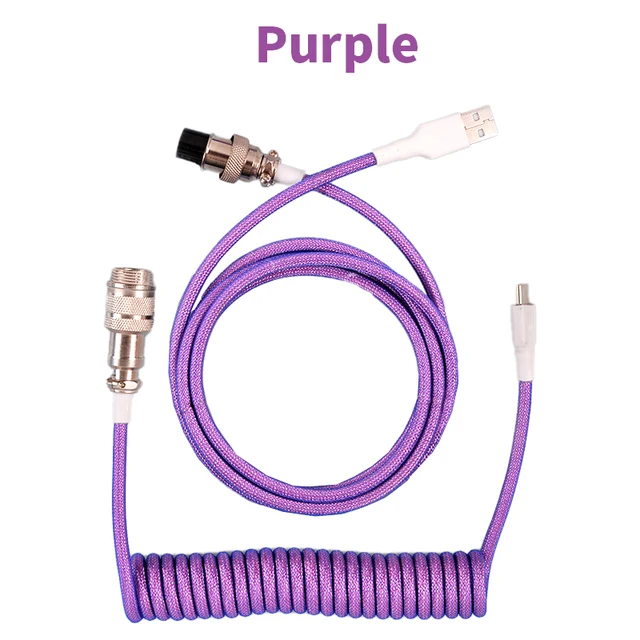 키보드 항공케이블 눈꽃케이블 키보드선 코일 C타입 USB 연결 퍼플 3.0m - 상세 이미지 2
