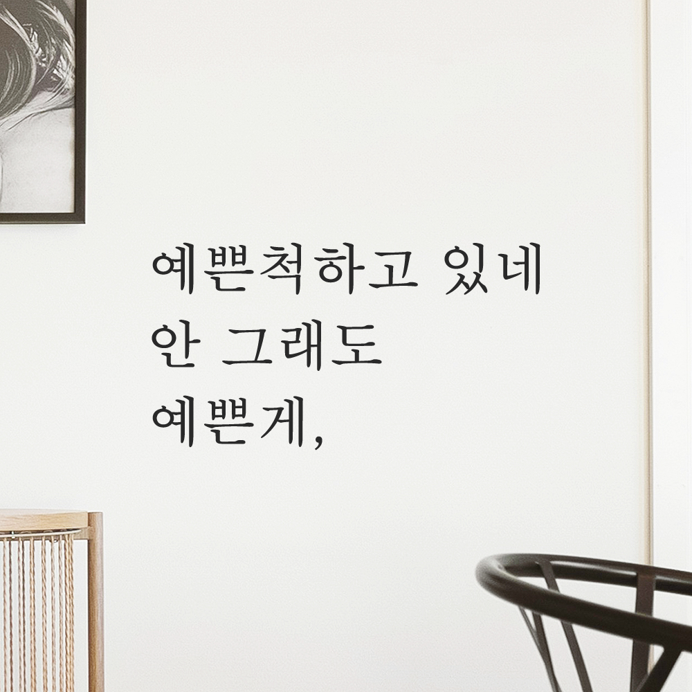 레터링 스티커 예쁜척하고 있네 안 그래도 예쁜게 L-003S 검정 이미지 6