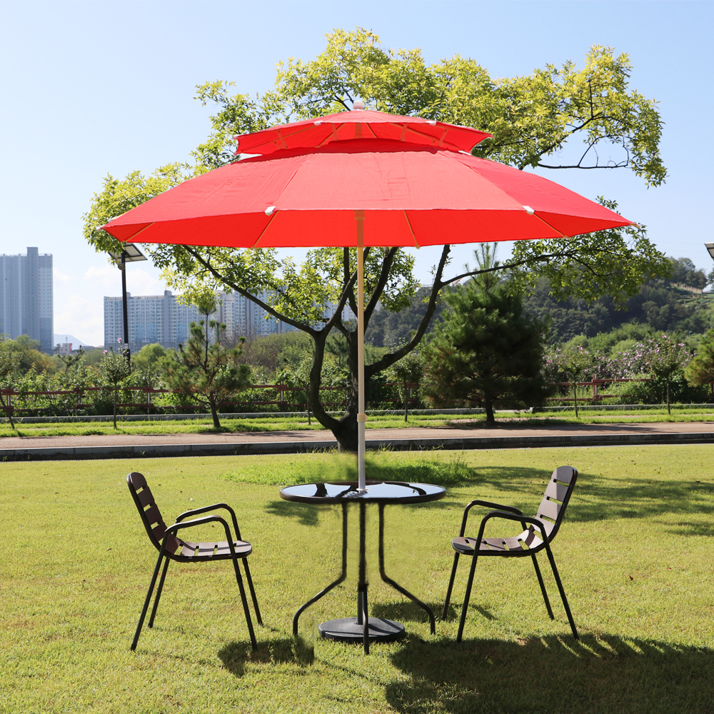 카페 테라스 야외 테이블 세트 피크닉 의자 파라솔 야외벤치 야외용 티 60투명 멜로디의자2 레드고정형
